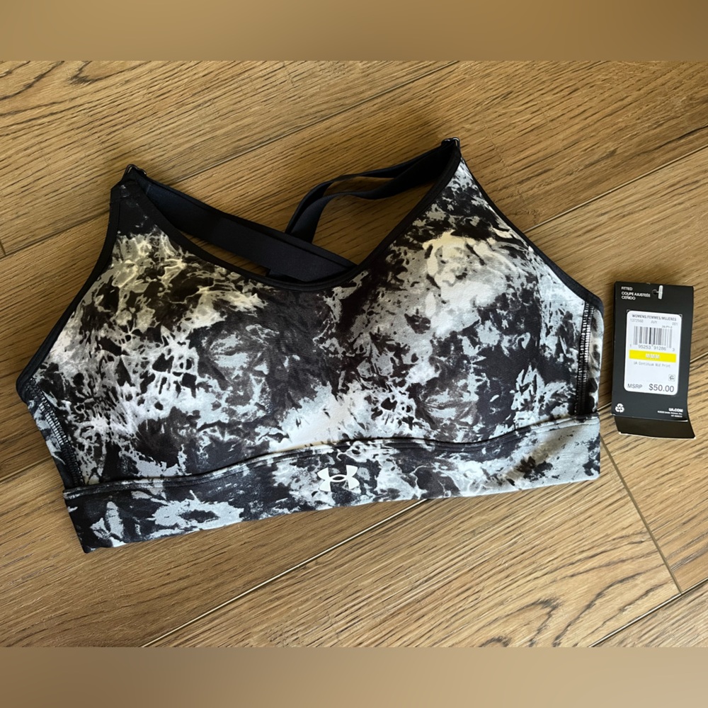 Under Armour Black & White Tie-Dye Sports Bra
